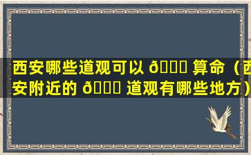 西安哪些道观可以 🐞 算命（西安附近的 🐝 道观有哪些地方）